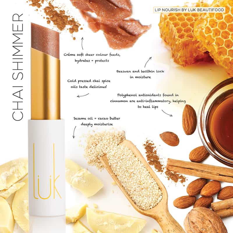 LUK BEAUTIFOOD - Lip Nourish Chai Shimmer Natural Lipstick
