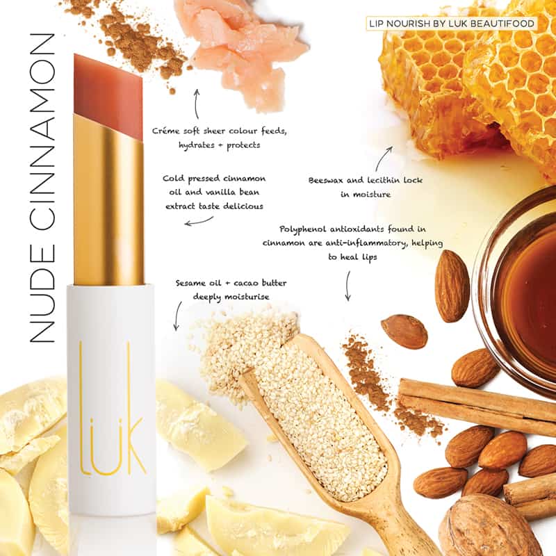 LUK BEAUTIFOOD - Lip Nourish PURE Nude Cinnamon Natural Lipstick