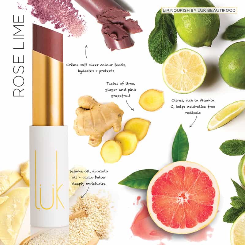 LUK BEAUTIFOOD - Lip Nourish Rose Lime Natural Lipstick