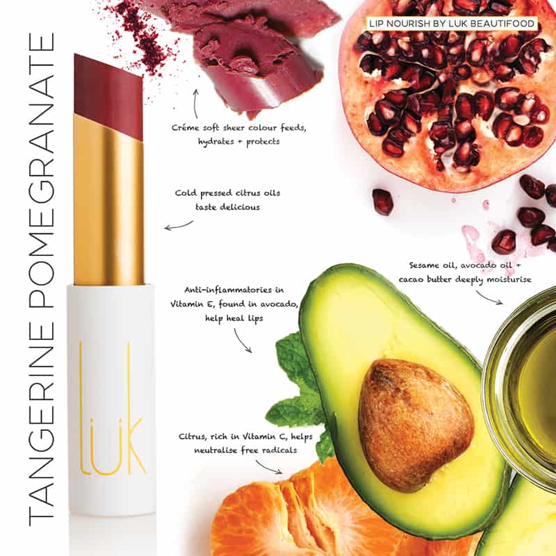LUK BEAUTIFOOD - Lip Nourish Tangerine Pomegranate Natural Lipstick