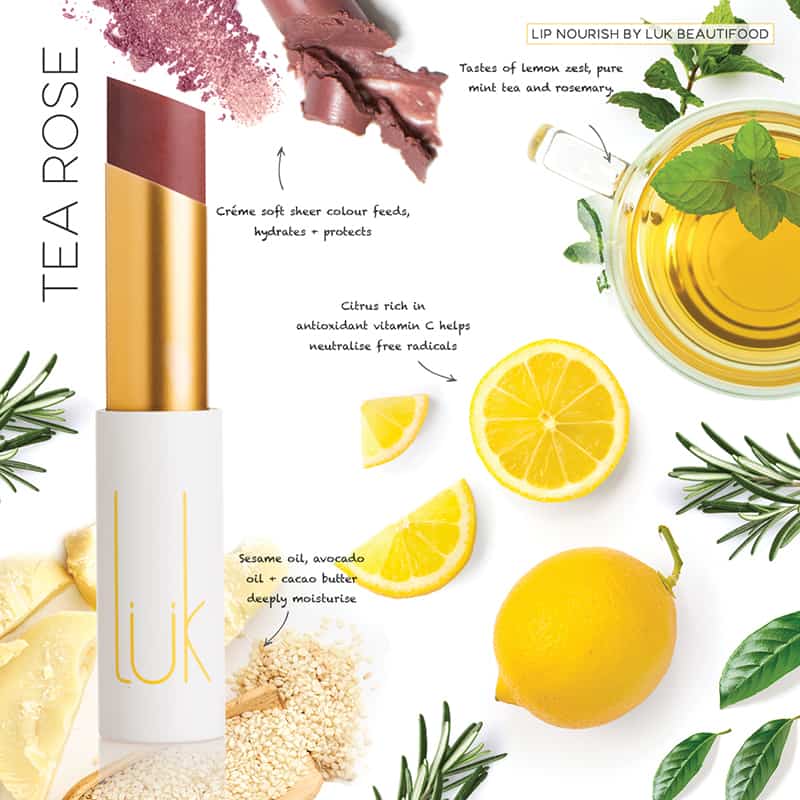 LUK BEAUTIFOOD - Lip Nourish Tea Rose Natural Lipstick